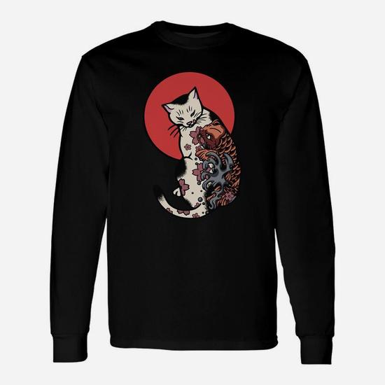 Horitomo Monmon Cat Long Sleeve T Shirt Thegiftio UK