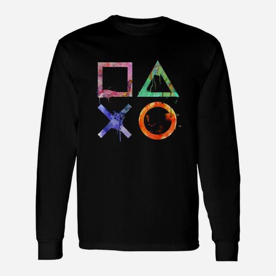 Playstation Watercolor Symbols Long Sleeve T Shirt Thegiftio UK