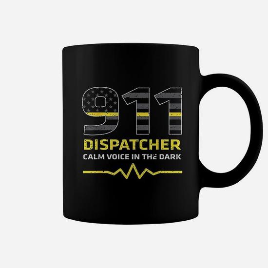 911 dispatchers coffee mugs Personalized 911 Dispatcher Pottery Mug, Dispatch Gift for Thin Gold L