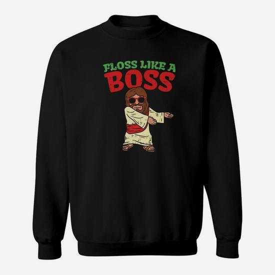 Floss Like A Boss Jesus Flossing Christian Boys Sweatshirt - Thegiftio UK