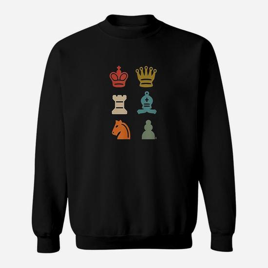 Retro Chess Pieces Graphic King Queen Knight Rook T-Shirt