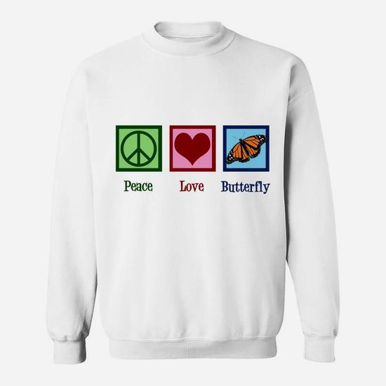 Peace Love Butterflies Cute Monarch Butterfly Sweatshirt Thegiftio UK