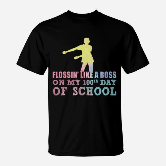 Flossin Like Boss 100 Day Of School Teacher Gift T-Shirt