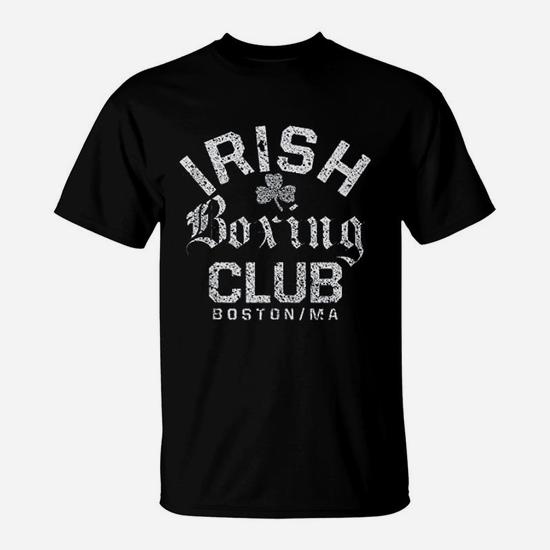 Irish Boxing Club Boston Shamrock Distressed Gift T-Shirt