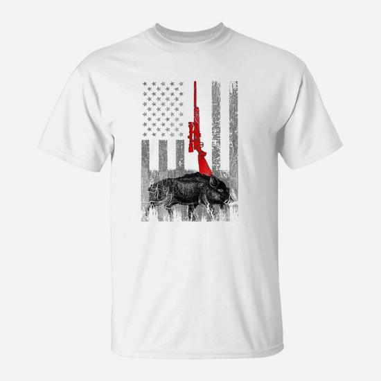 Boar Hunting, Hog Hunting, and Deer American Flag T-Shirt