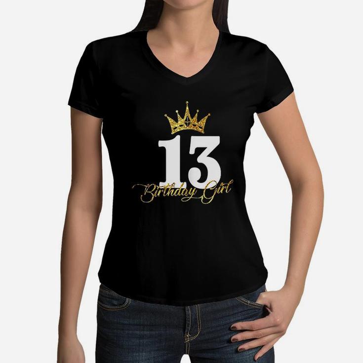 13Th Birthday Girl Women V-Neck T-Shirt