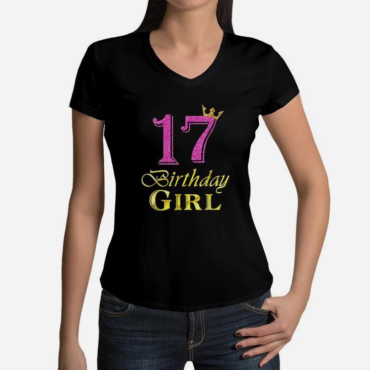 17Th Birthday Girl Princess 17 Years Old 17Th Birthday Women V-Neck T-Shirt