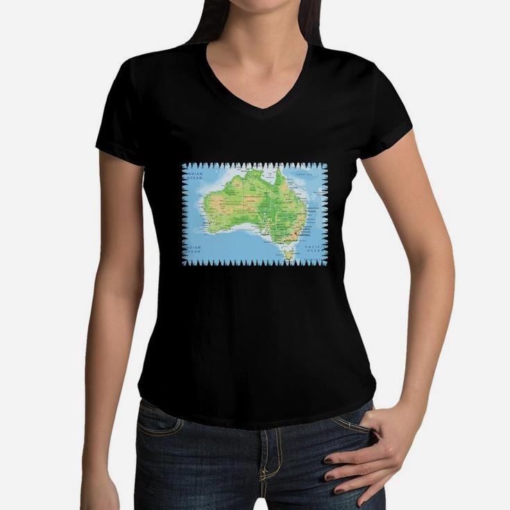 Australia Map January Cool Gifts Funny Gifts Ideas Women V-Neck T-Shirt