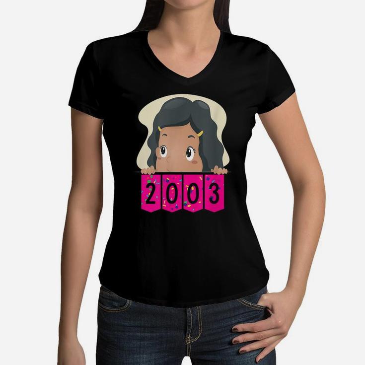 Baby Girl Born In 2003 Awesome Birthday Women V-Neck T-Shirt