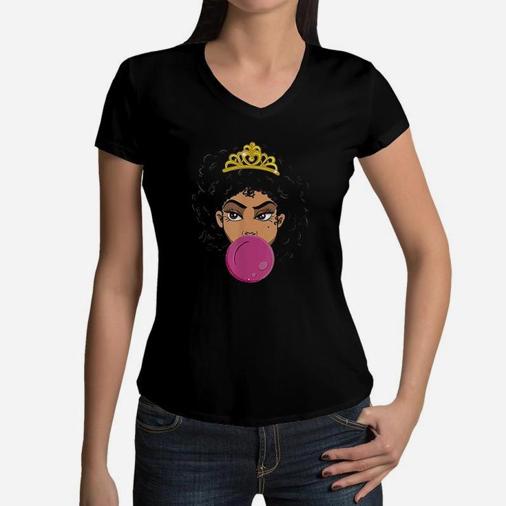 Black Girl Magic Gift Bubblegum Women V-Neck T-Shirt