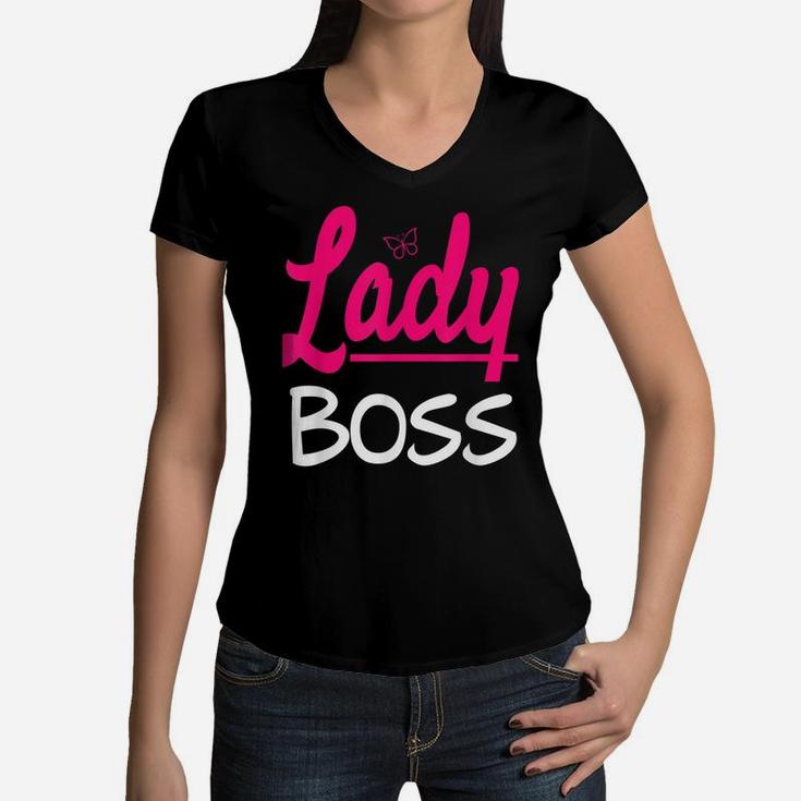 Boss Supervisor Leader Manager Lady Friend Butterfly Girl Women V-Neck T-Shirt