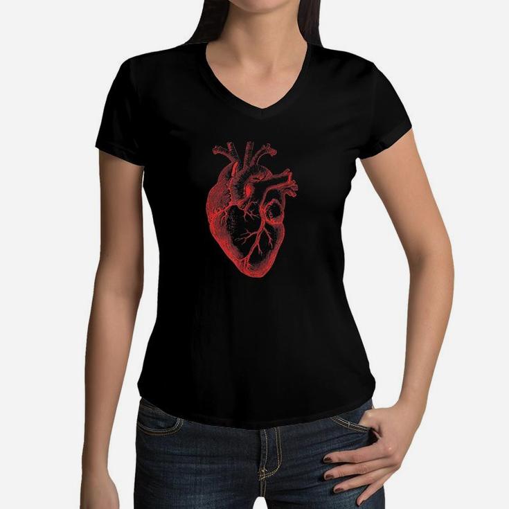 Boy Valentine Men Anatomical Heart Cool Gift For Him Awesome Women V-Neck T-Shirt