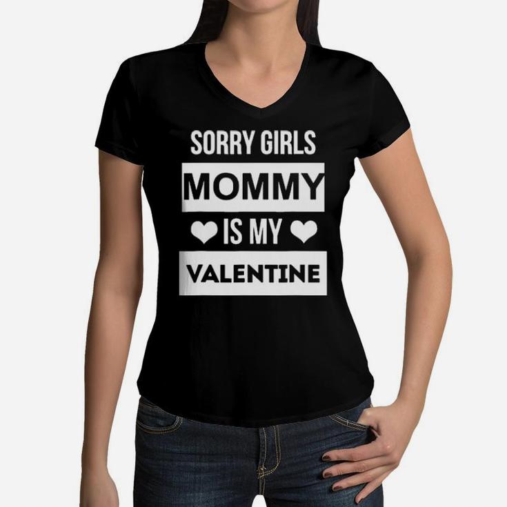 Boys Valentine's Day   Sorry Girls Women V-Neck T-Shirt