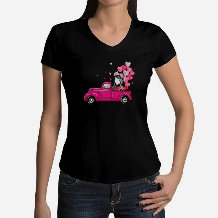 Cat Valentines Day Costume Boy Girl Women V-Neck T-Shirt