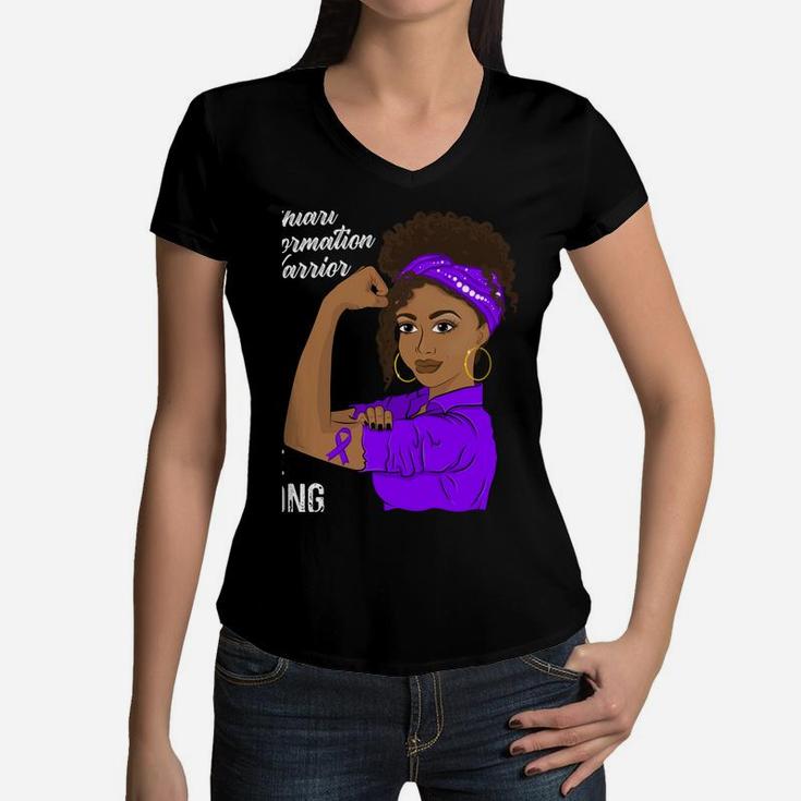 Chiari Malformation Warrior Black Girl Awareness Women V-Neck T-Shirt
