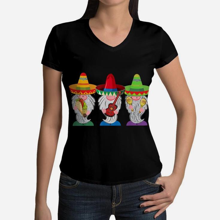 Cinco De Mayo Gnome Tacos Mexican Gift Men Women Kids Women V-Neck T-Shirt