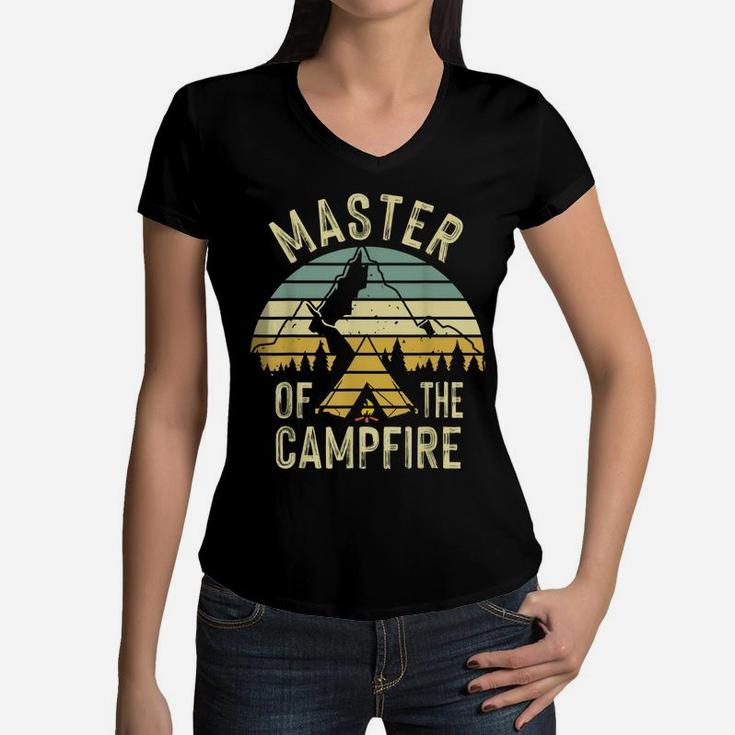 Cool Master Campfire Funny Camping Gift For Kids Men Women Women V-Neck T-Shirt