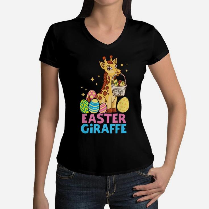 Cute Giraffee Easter Egg Basket Boys Girls Kids Animal Lover Women V-Neck T-Shirt