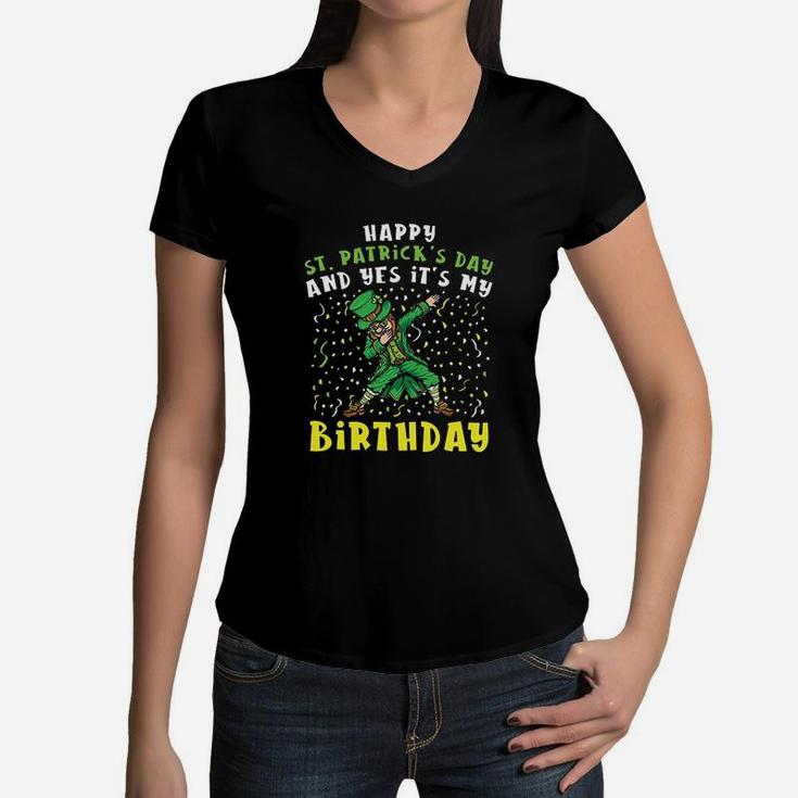 Dabbing Leprechaun Happy Saint Patricks Day Boys Birthday Women V-Neck T-Shirt