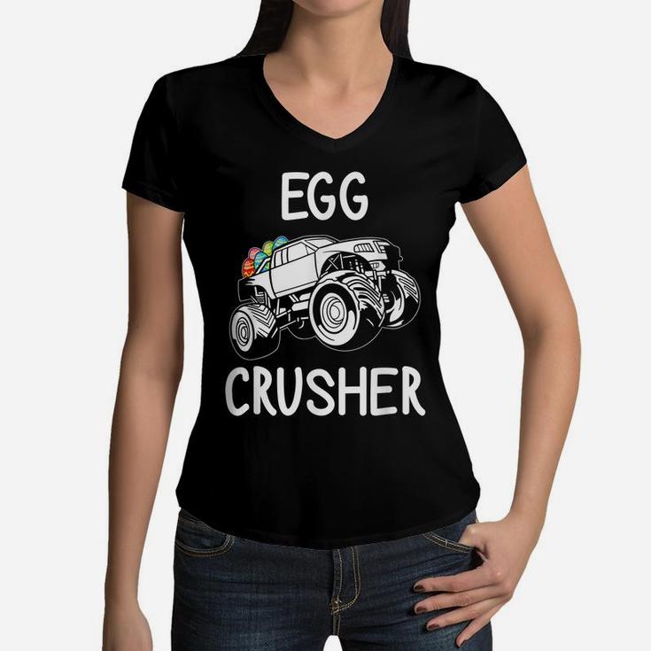 Egg Crusher Monster Truck Boys Kids Funny Easter Day Women V-Neck T-Shirt