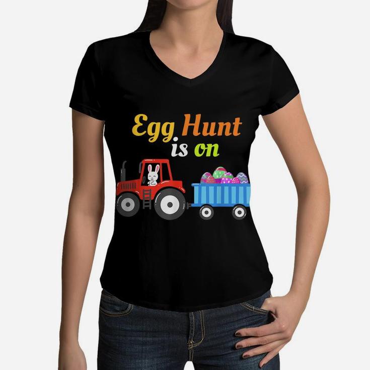 Egg Hunt Is On Clothing Easter Day Gift Ideas Men Women Kids Women V-Neck T-Shirt