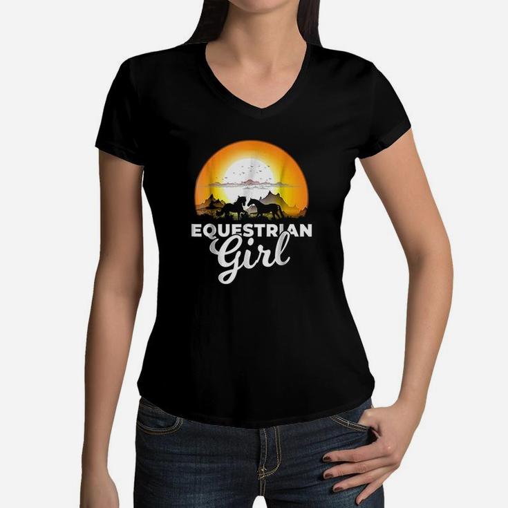 Equestrian Girl  A Girl Who Loves Horses Women V-Neck T-Shirt