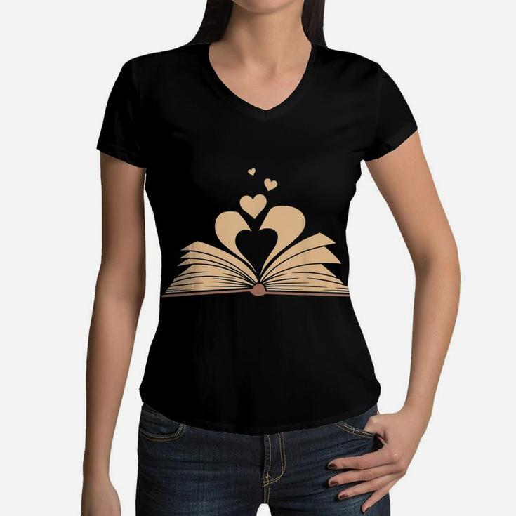 Funny Book Lover Design Men Women Kids Bookworm Librarian Women V-Neck T-Shirt