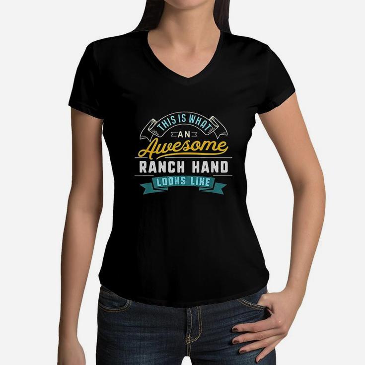 Funny Ranch Hand Awesome Job Occupation Graduation Women V-Neck T-Shirt