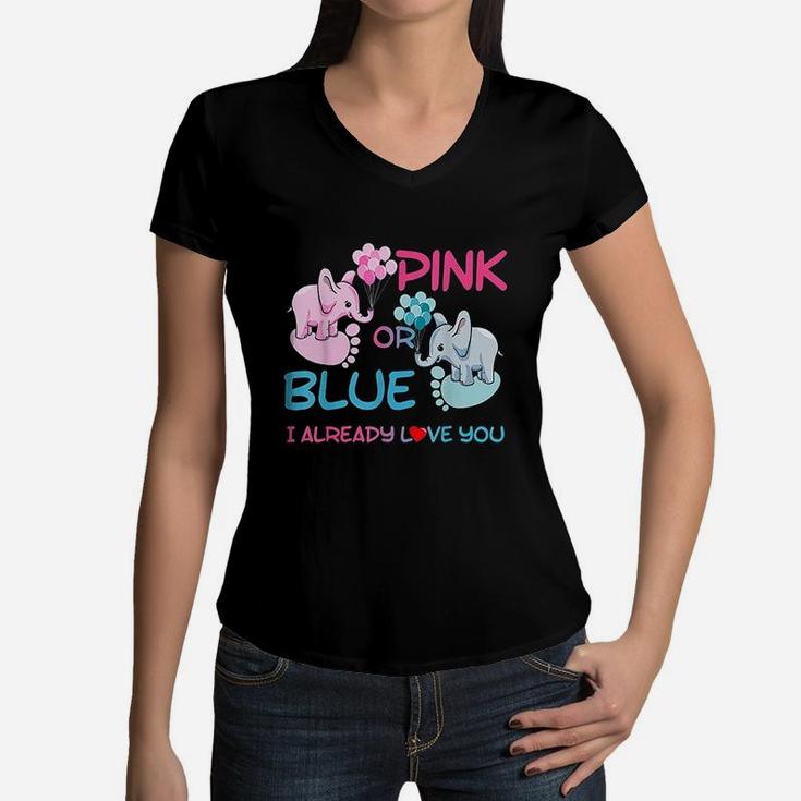 Gender Reveal Pink Or Blue Boy Or Girl Party Supplies Family Women V-Neck T-Shirt