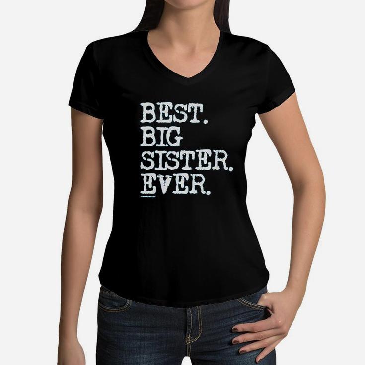 Girls Best Big Sister Ever Youth Women V-Neck T-Shirt
