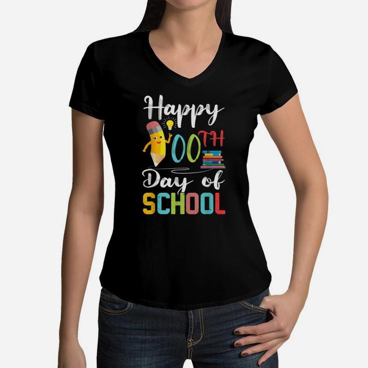 Happy 100Th Day Of School Shirt For Teacher Or Kids Women V-Neck T-Shirt