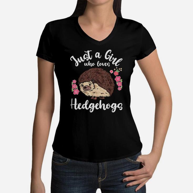 Hedgehog Just A Girl Who Loves Hedgehogs Women V-Neck T-Shirt