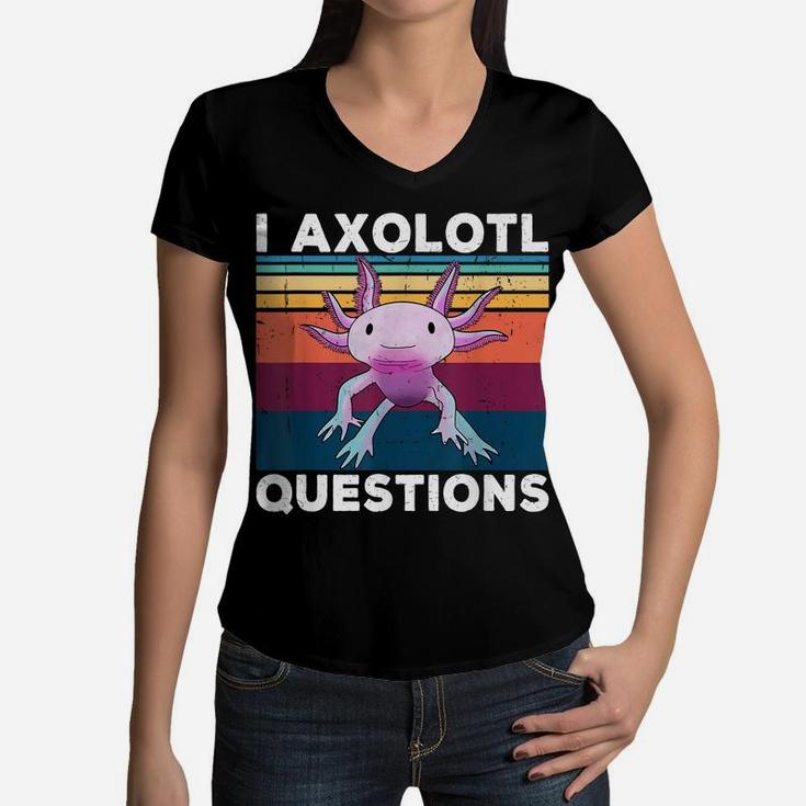 I Axolotl Questions Retro 90S Funny Axolotl Kids Boys Girls Women V-Neck T-Shirt