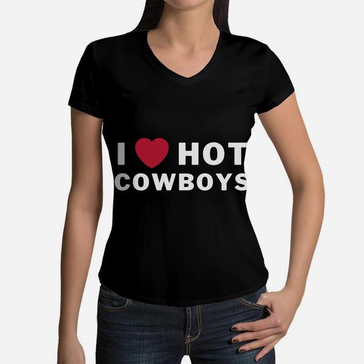I Heart Hot Cowboys I Love Hot Cowboys Women V-Neck T-Shirt
