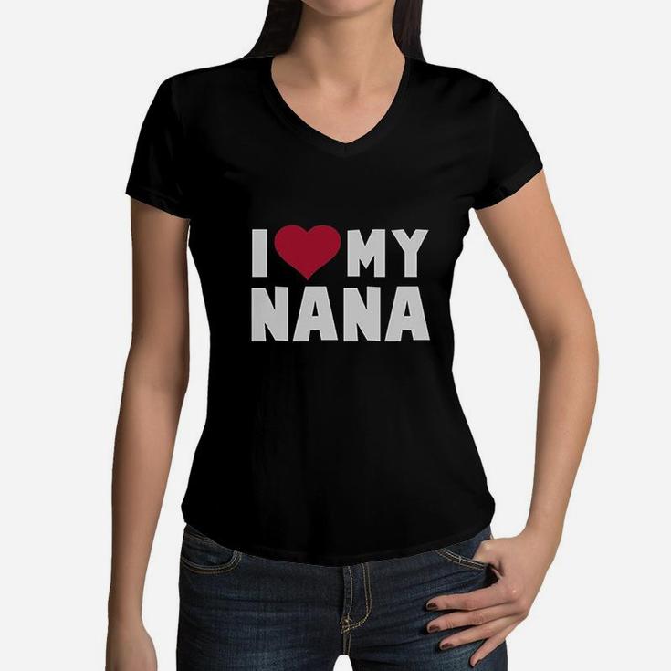 I Love Heart My Nana Childrens Kids Women V-Neck T-Shirt