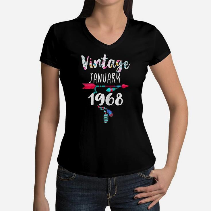 January Girls 1968 Birthday Gift 53 Years Vintage Since 1968 Women V-Neck T-Shirt