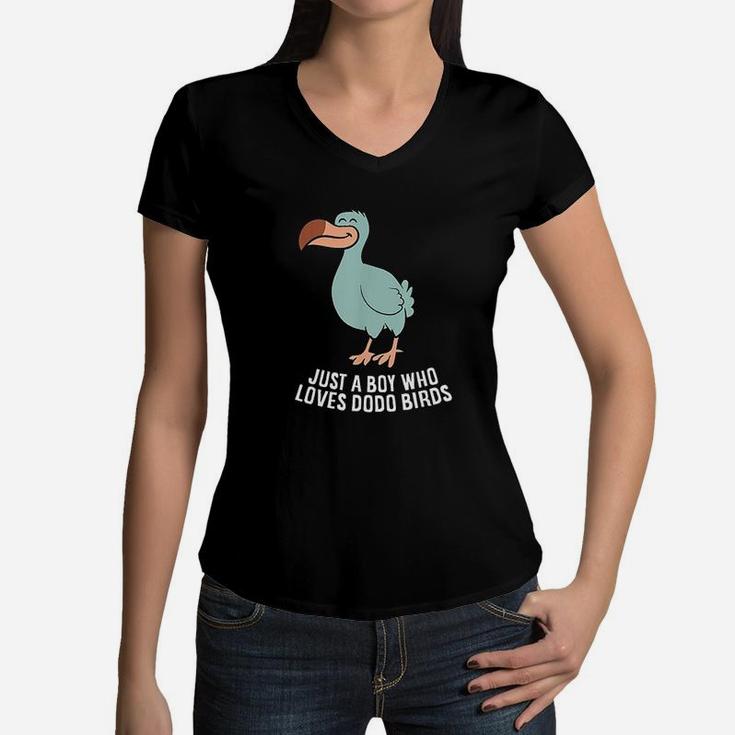 Just A Boy Who Loves Dodo Birds Women V-Neck T-Shirt