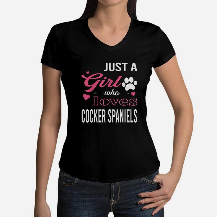 Just A Girl Who Loves Cocker Spaniels Women V-Neck T-Shirt