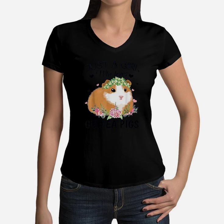 Just A Girl Who Loves Guinea Pigs Lovely Women V-Neck T-Shirt