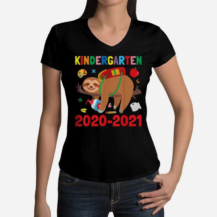 Kindergarten Sloth Funny 100 Days Of School Boys Girls Gift Women V-Neck T-Shirt