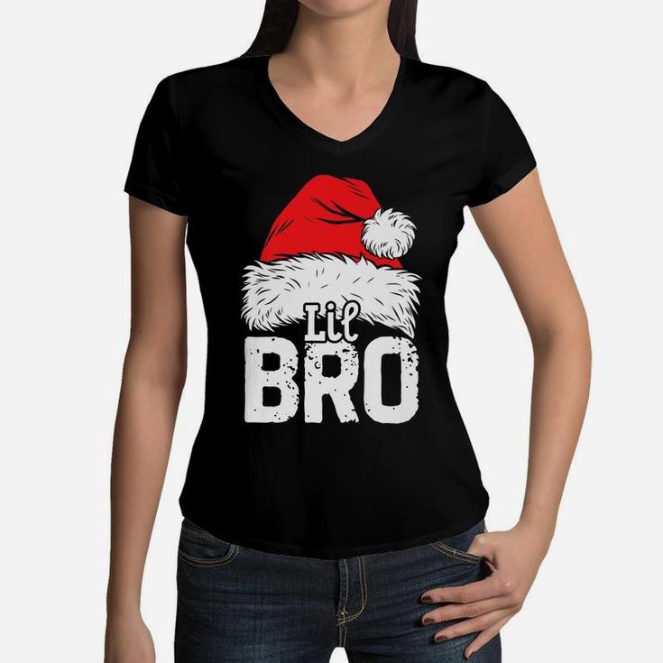 Little Brother Santa Christmas Family Matching Xmas Boys Women V-Neck T-Shirt