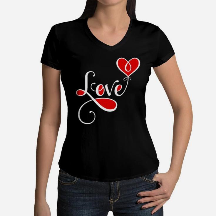 Love Heart's Cute Valentine Girlfriend Ladies Fun Women V-Neck T-Shirt