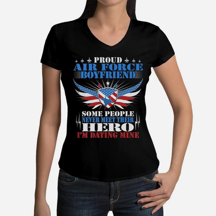 Mens Some Never Meet Their Hero - Proud Air Force Boyfriend Gift Women V-Neck T-Shirt