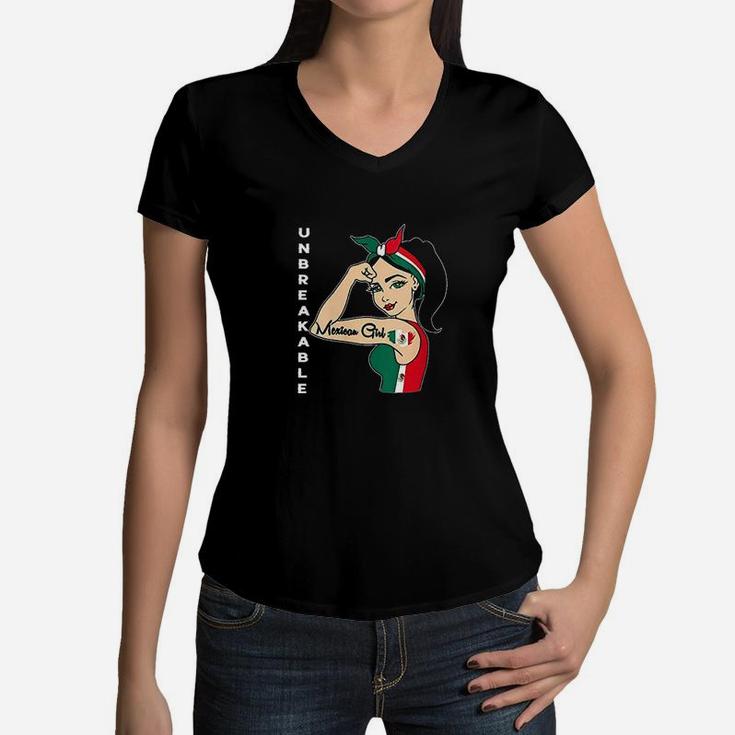 Mexican Girl Unbreakable Women V-Neck T-Shirt