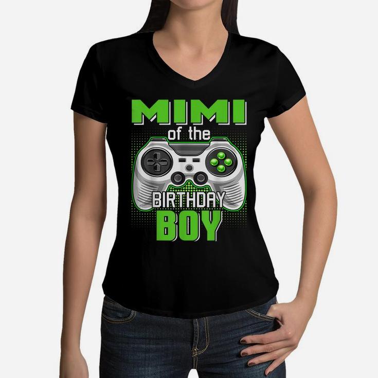 Mimi Of The Birthday Boy Video Game B-Day Top Gamer Party Women V-Neck T-Shirt