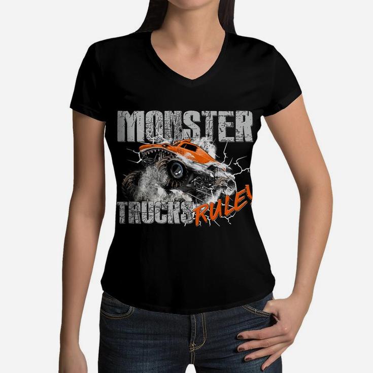 Monster Trucks Rule Hoodie For Boys Women V-Neck T-Shirt