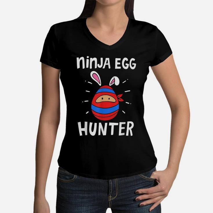 Ninja Egg Hunter Clothing Gifts Kids Boys Girls Easter Day Women V-Neck T-Shirt