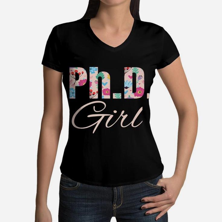 Phd Girl Doctorate Degree Graduation Gift Women Christmas Women V-Neck T-Shirt