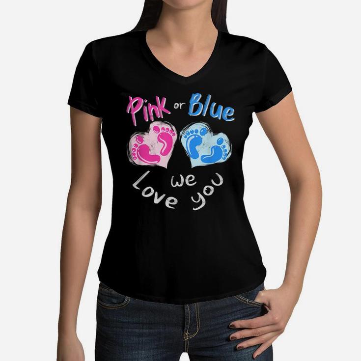 Pink Or Blue We Love You - Boy Or Girl Family Gift Women V-Neck T-Shirt