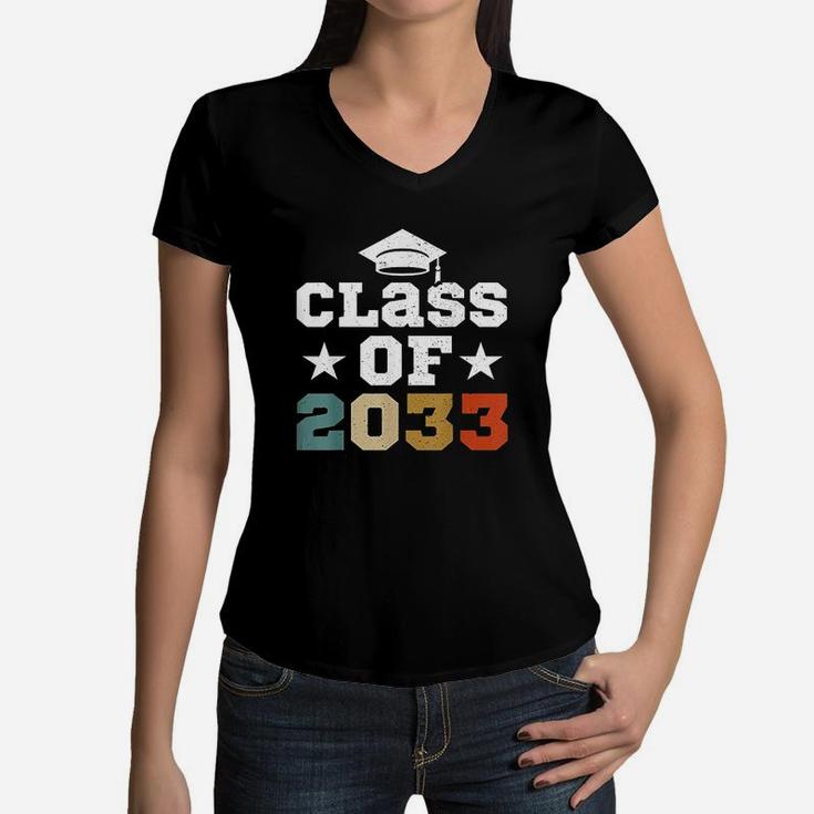Prek 2019 Class Of 2033 Boys Girls First Day At School Women V-Neck T-Shirt